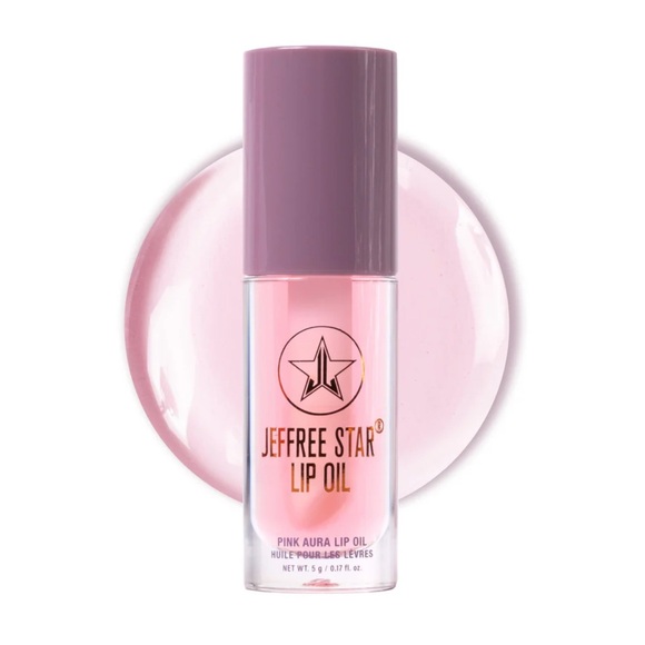 Jeffree Star Pink Aura Lip Oil- light pink w/ raspberry flavor, hydrating, vegan - Picture 1 of 3